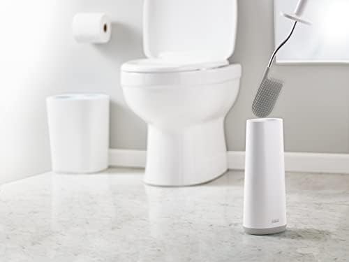Joseph Joseph Flex Hygienic Silicone Toilet Brush with Slim Holder Set, Flexible Anti-drip, Anti-Clog Deep Clean Head - Gray/White