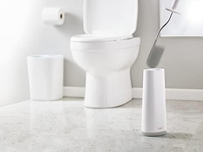 Joseph Joseph Flex Hygienic Silicone Toilet Brush with Slim Holder Set, Flexible Anti-drip, Anti-Clog Deep Clean Head - Gray/White