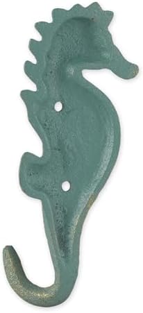 Zingz & Thingz Decorative Cast Iron Animal Wall Hook Collection, 6.5x1x2.5, Seahorse, 2 Count