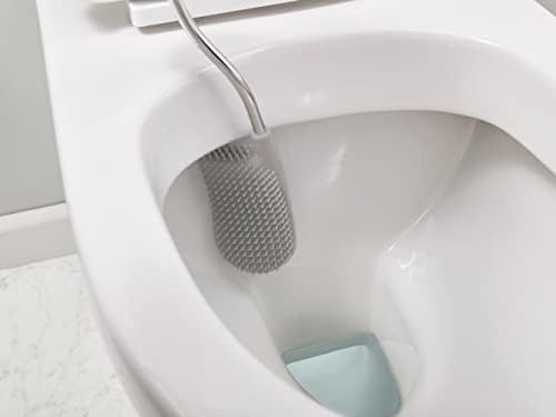 Joseph Joseph Flex Hygienic Silicone Toilet Brush with Slim Holder Set, Flexible Anti-drip, Anti-Clog Deep Clean Head - Gray/White