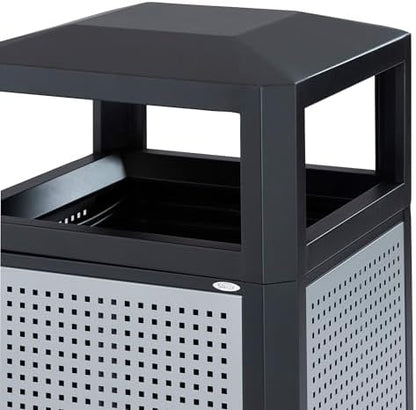 Safco Evos Steel Trash Can, 38 Gallons, Indoor and Outdoor Use, Commercial Garbage Can with Plastic Liner
