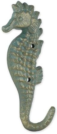 Zingz & Thingz Decorative Cast Iron Animal Wall Hook Collection, 6.5x1x2.5, Seahorse, 2 Count