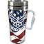 Spoontiques Insulated Travel Mug, 14oz - Double Wall Stainless & Acrylic Drink Cup with Twist Top Lid & Handle - US Air Force