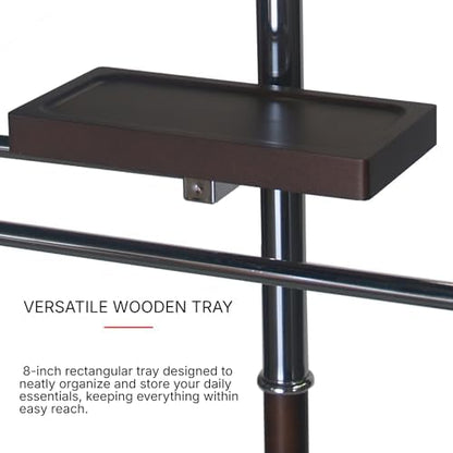 Proman Products VL17017 Valet with Hanger, Tray & Trouser Bar, Brown