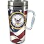 Spoontiques Insulated Travel Mug, 14oz - Double Wall Stainless & Acrylic Drink Cup with Twist Top Lid & Handle - US Air Force