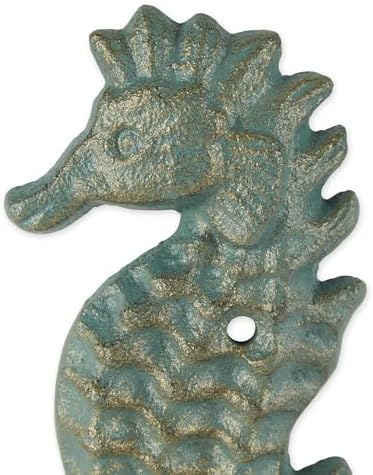 Zingz & Thingz Decorative Cast Iron Animal Wall Hook Collection, 6.5x1x2.5, Seahorse, 2 Count