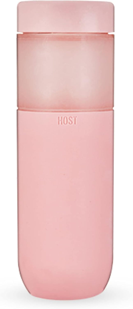 HOST Freeze Double Walled Insulated Water Bottle Freezer Tumbler with Active Cooling Gel Stainless Steel Lid and Silicone Grip, Set of 1 20 Oz Plastic Bottle, Blush