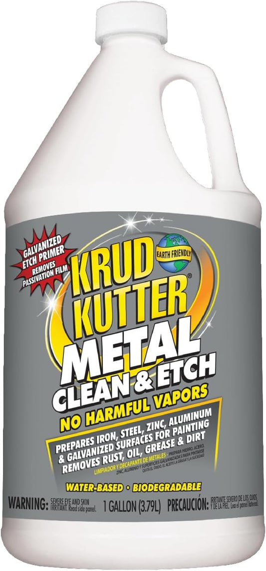 Krud Kutter Metal Clean and Etch, 1 Gallon, Prepaint Surface Prep for Metal, Removes Rust, Dirt and Residue, Helps Improve Coating Adhesion, Low Odor Formula for Steel.