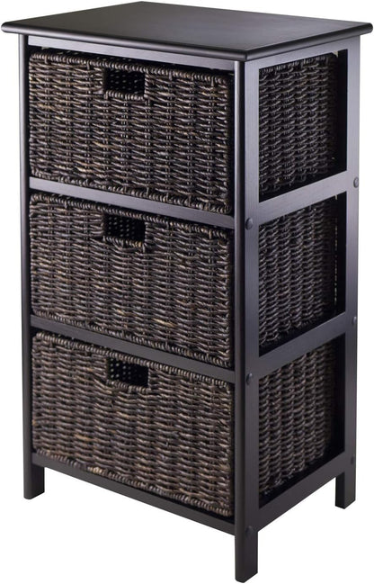 Winsome Omaha Home Storage Rack with 3 Baskets, Stackable Storage Bins for Home Organizing, Functional Furniture for Bedroom, Living Room, Office, Entryway | Stackable Storage Bins for Home Organizing, Functional Furniture for Bedroom, Living Room, Office