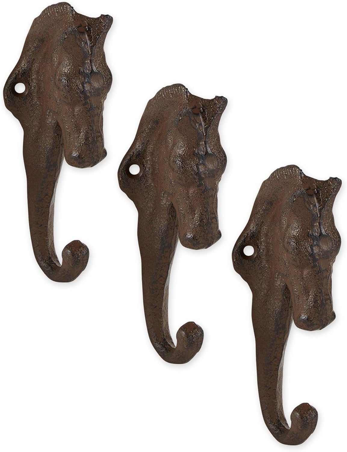 Zingz & Thingz Decorative Cast Iron Animal Wall Hook Collection, 6.5x1x2.5, Seahorse, 2 Count