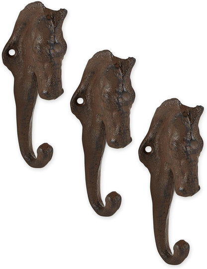 Zingz & Thingz Decorative Cast Iron Animal Wall Hook Collection, 6.5x1x2.5, Seahorse, 2 Count
