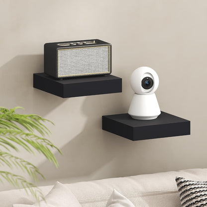 Furinno Tanna Floating Shelves for Wall, 9 x 9 Wall Shelf, Single Set Wall Mounted Floating Shelf with Invisible Bracket, 2-Inch Thick, for Bathroom, Living Room, Bedroom, Home Office, Americano