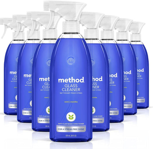 method Glass Cleaner Spray, Mint, Mirror & Window Cleaner, 28 fl oz, 8 Pack
