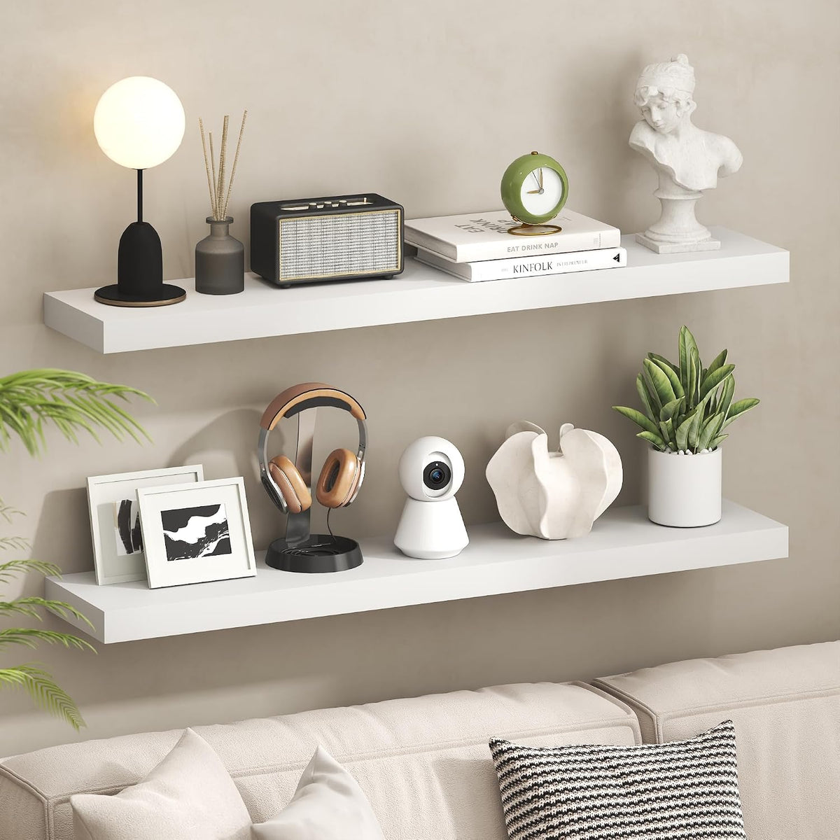 Furinno Tanna Floating Shelves for Wall, 9 x 9 Wall Shelf, Single Set Wall Mounted Floating Shelf with Invisible Bracket, 2-Inch Thick, for Bathroom, Living Room, Bedroom, Home Office, Americano