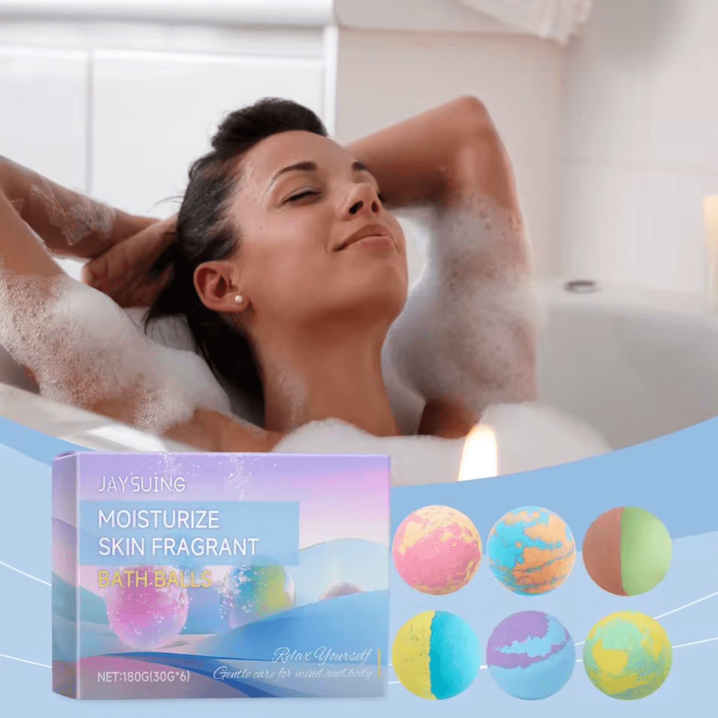 Jaysuing 30gx6pcs Bubble Bath Bombs Aroma Exfoliating Relief Relaxing Aromatherapy Body Wash Cleansing Floral Scent Bombs Shower