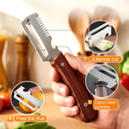 Multi-Functional Vegetable Peeler for Kitchen, Ultra-Sharp Stainless Steel Blade with Wooden Handle and Bottle Opener, For Vegetables or Fruits that Need to Be Peeled (2 Pcs)Summervibes summerwins